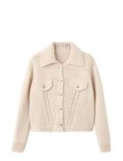 Knitted Jacket With Polo Collar Cream Mango