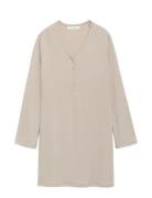 Ribbed-Knit Nightdress With Buttons Beige Mango