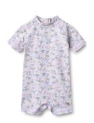 Swimsuit S/S Cas Purple Wheat