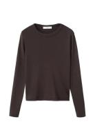 Long Sleeve Cotton T-Shirt Brown Mango