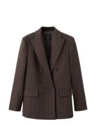 Double-Breasted Pinstripe Suit Jacket Brown Mango