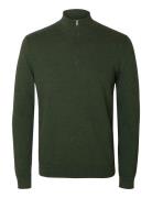Slhberg Half Zip Cardigan Noos Green Selected