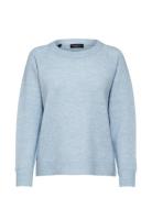 Slflulu Ls Knit O-Neck B Noos Blue Selected