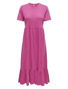Onlmay Life S/S Peplum Calf Dress Jrs Pink ONLY