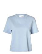Slwessential Ss Boxy Tee Noos Blue Selected