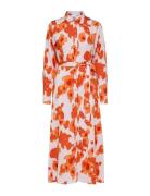 Slfnicolette Ls Ankle Shirt Dress B Orange Selected