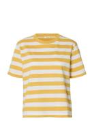 Slwessential Ss Striped Boxy Tee Noos Yellow Selected