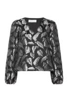Slfpaula Silver Leaf Ls Top B Black Selected