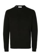 Slmdane Ls Knit Structure Crew Neck Noos Black Selected
