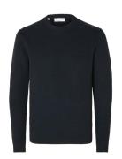 Slmdane Ls Knit Structure Crew Neck Noos Navy Selected