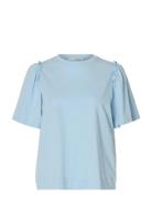 Slwpenelope 2/4 Ruffle Tee Noos Blue Selected