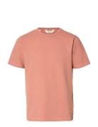 Slhsander Seersucker Ss O-Neck Tee Pink Selected