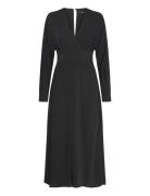 Cross-Neckline Slit Dress Black Mango