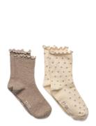 Socks W. Lettuce Edge Beige Minymo