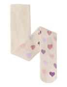 Tights Sg Cotton W Hearts Aop Beige Lindex