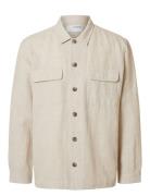 Slmotto Leroy Linen Blend Overshirt Noos Beige Selected