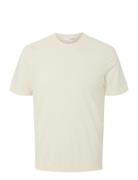 Slhtray Ss Knit Merino Crew Neck Noos Cream Selected