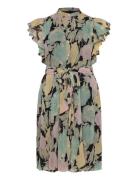 Floral Belted Georgette Shirtdress Black Lauren Women