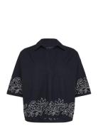 Alissa Cotton Popover Navy French Connection