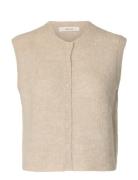 Slflulu Sl Button O-Neck Vest Noos Beige Selected
