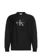 Ls Premium Terry Monologo Cn Swt Black Calvin Klein Jeans