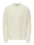 Onspage Rlx Ls Crew Knit Xt White ONLY & SONS