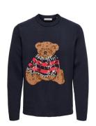 Onsxmas Reg 5 Teddy Crew Knit Cs Navy ONLY & SONS