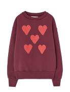 Hearts Browned Farnet Bear Sweatshirt Burgundy THE ANIMALS OBSERVATORY