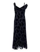 Kara Burnout Twisted Midi Dres Black French Connection
