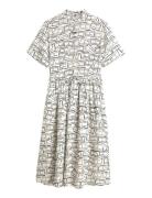 Ess Linen Midi Ss Shirt Dress Cream Tommy Hilfiger