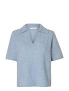 Slflulu Ss Knit Polo Noos Blue Selected
