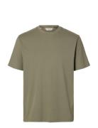 Slmspencer Rib Ss O-Neck Tee Noos Khaki Selected