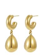 Chunky Hoop Drop Earring Silver Gold Bud To Rose