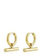 T-Bar Hoop Silver Gold Bud To Rose