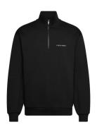 Script Heavyweight Loopback Quarter Zip Sweatshirt Black Lyle & Scott