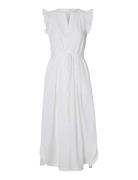 Slwblair-Ida Regular Sl Long Dress Noos White Selected