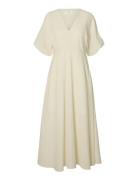 Slwmaddie Ss Closed Back Midi Dress Noos Cream Selected