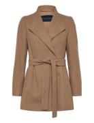 Platform Felt Crossover Coat Beige French Connection
