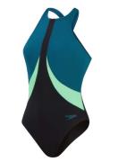 Speedo Women's Colourblock Highneck Crossback Black/Green