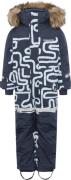 Didriksons Kids' Bjärven Printed Coverall 2 Path S Blue