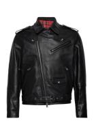 D1. Leather Biker Jacket Nahkatakki Black GANT