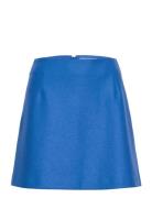 Women Mini Skirt Light Pressed Wool Lyhyt Hame Blue Harris Wharf Londo...