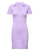 Ribbed Seamless Polo Dress Lyhyt Mekko Purple AIM'N