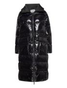 High Shine Padded Puffer Coat Topattu Pitkä Takki Black Calvin Klein