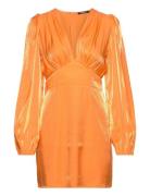 Puff Sleeve Mini Dress Lyhyt Mekko Orange Gina Tricot