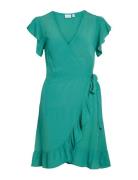 Vifini Wrap S/S Short Dress - Noos Lyhyt Mekko Blue Vila