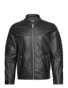 Adam Zipped Leather Jacket Nahkatakki Black Jofama