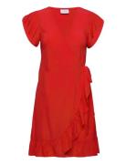 Vifini Wrap S/S Short Dress - Noos Lyhyt Mekko Red Vila