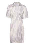 Shine Viscose Wrap Dress Lyhyt Mekko Purple Calvin Klein
