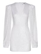 Sequin Puffy Sleeve Dress Lyhyt Mekko White ROTATE Birger Christensen